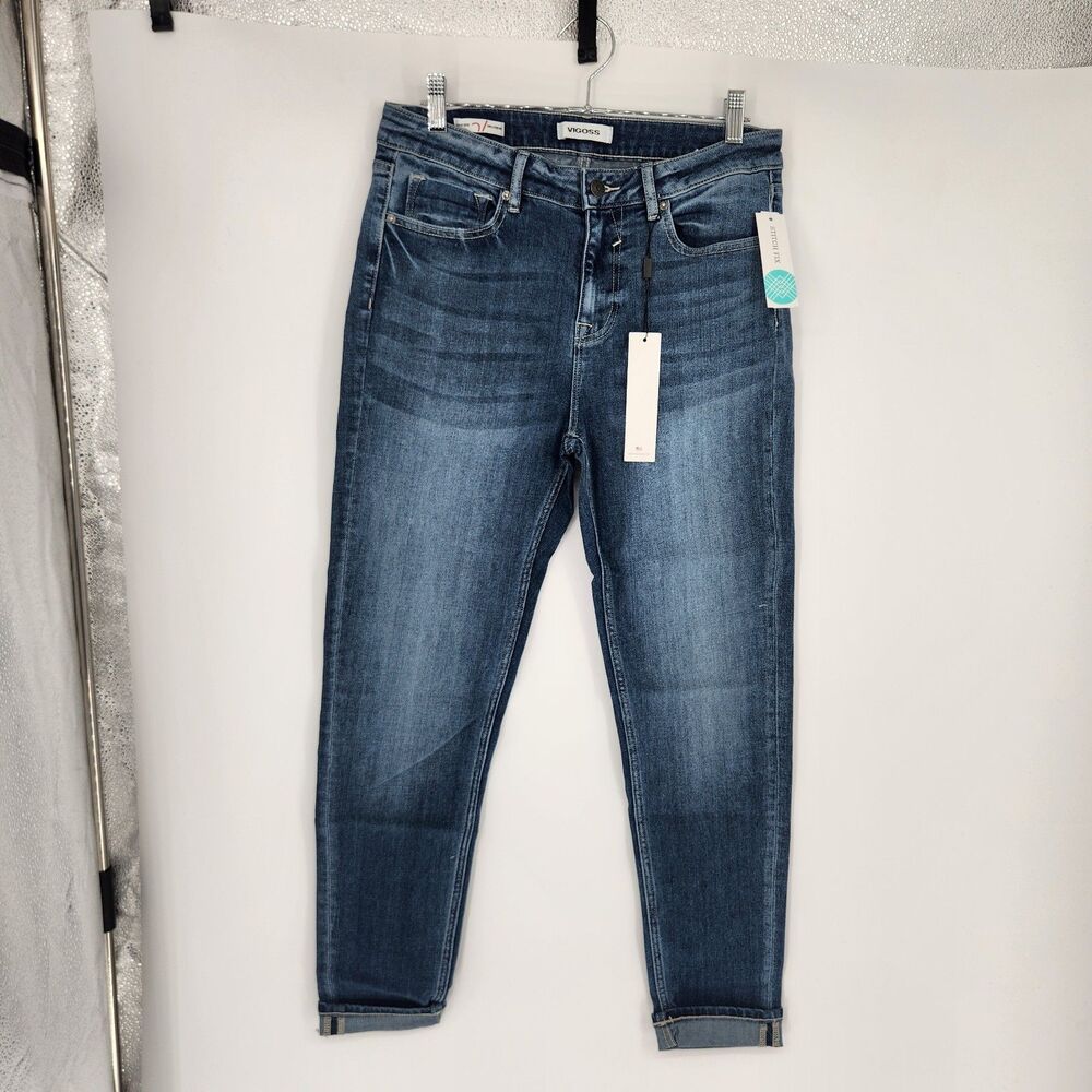 Vigoss Size 6 Indigo Blue Olivia Girlfriend High Rise Jeans